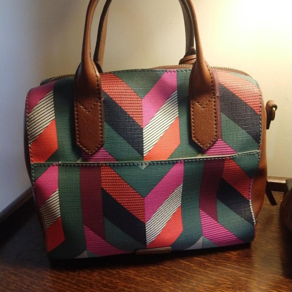 Fossil Geometric Color Block Handbag